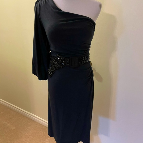 BCBGMaxAzria one shoulder dress with belt - Picture 1 of 13